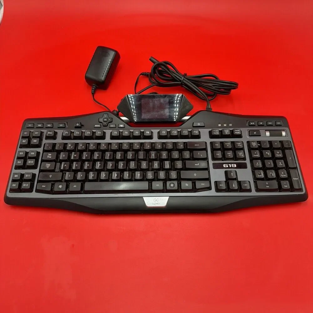 Logitech G19s Gaming Computer Keyboard with Power Cord and AC Adapter - Working